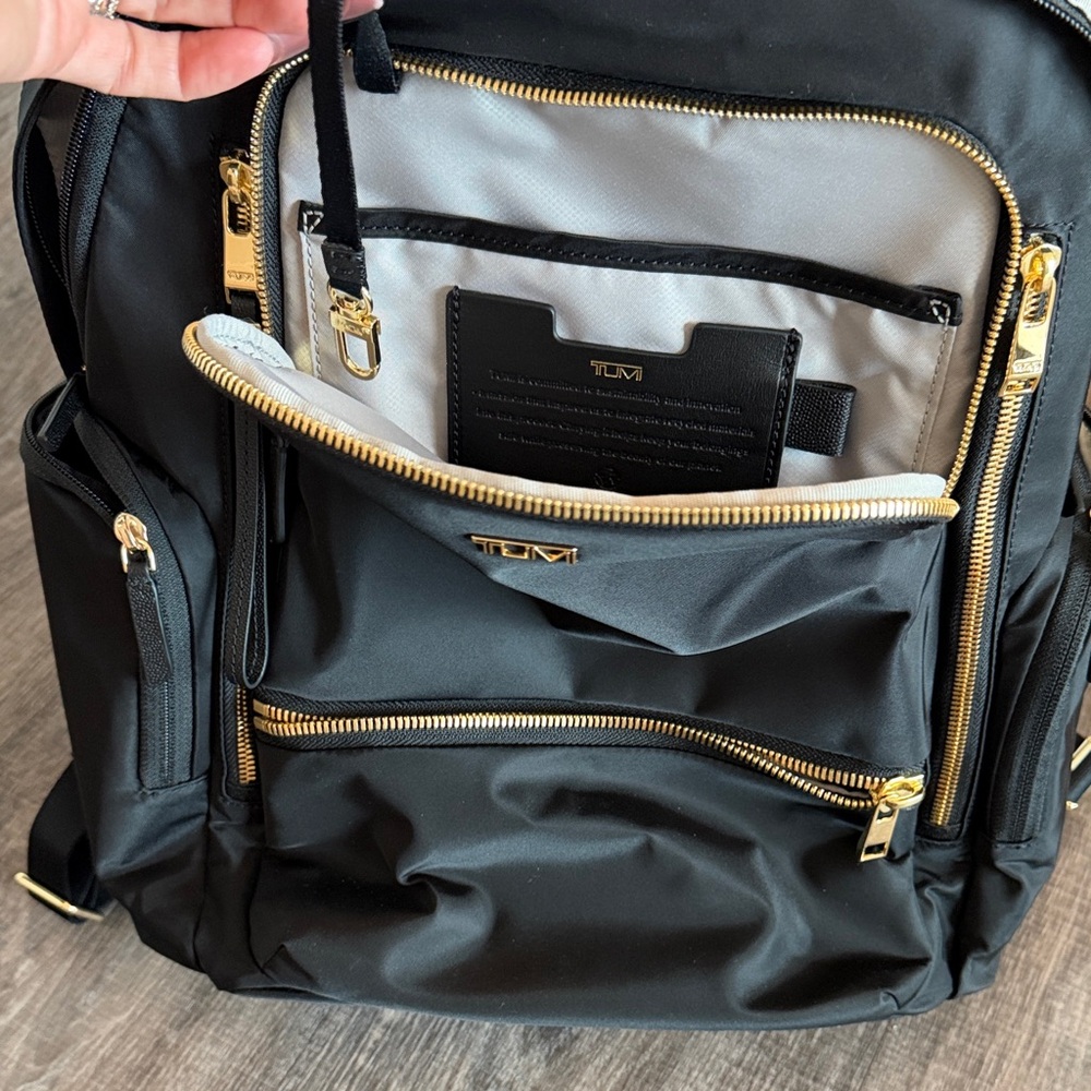 Tumi Black Backpack with Gold Hardware - Picture 4 of 6